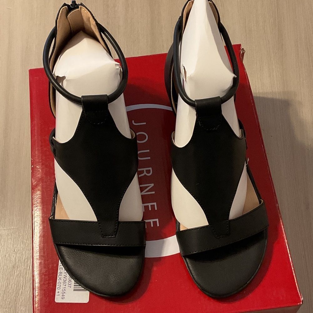 Journee Collection Black Strappy Sandals